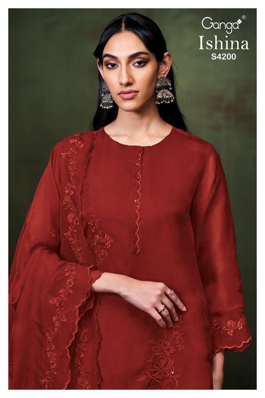 Ganga Ishina 4200 Bemberg Silk Embroidery Work Salwar Kameez