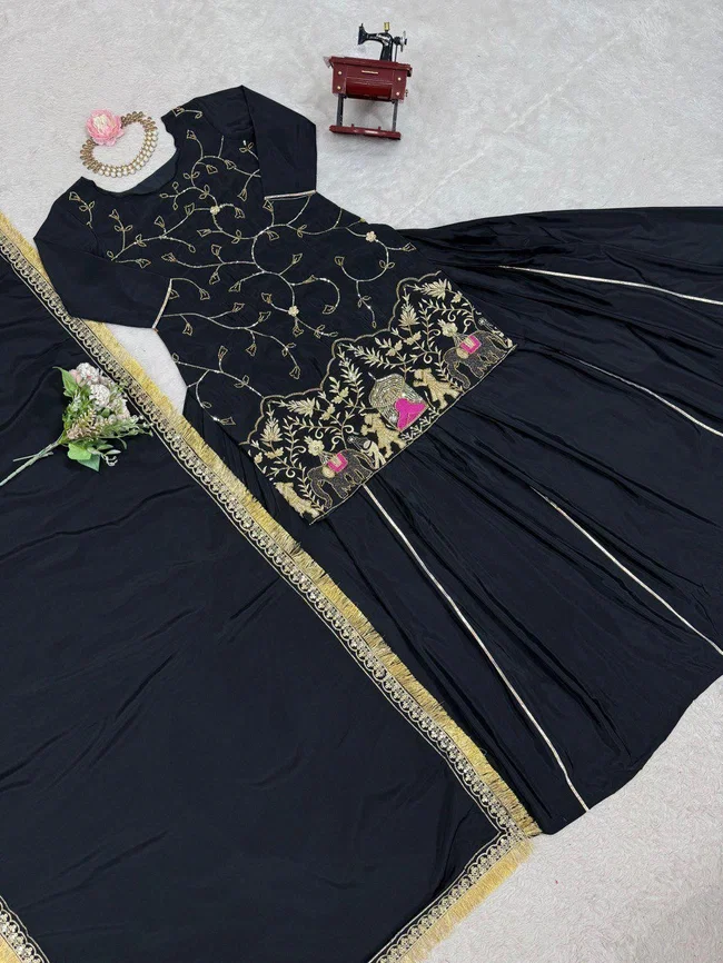 Glory 5865 Crep Silk Sharara Set