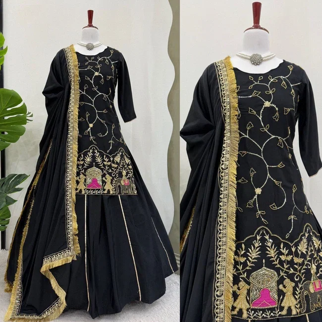 Glory 5865 Crep Silk Sharara Set
