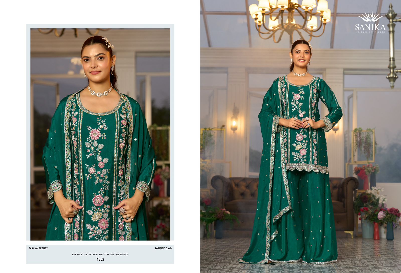 Sanika Rango Ka Jashan Chinon Silk Heavy Embroidery Top Plazzo With Dupatta
