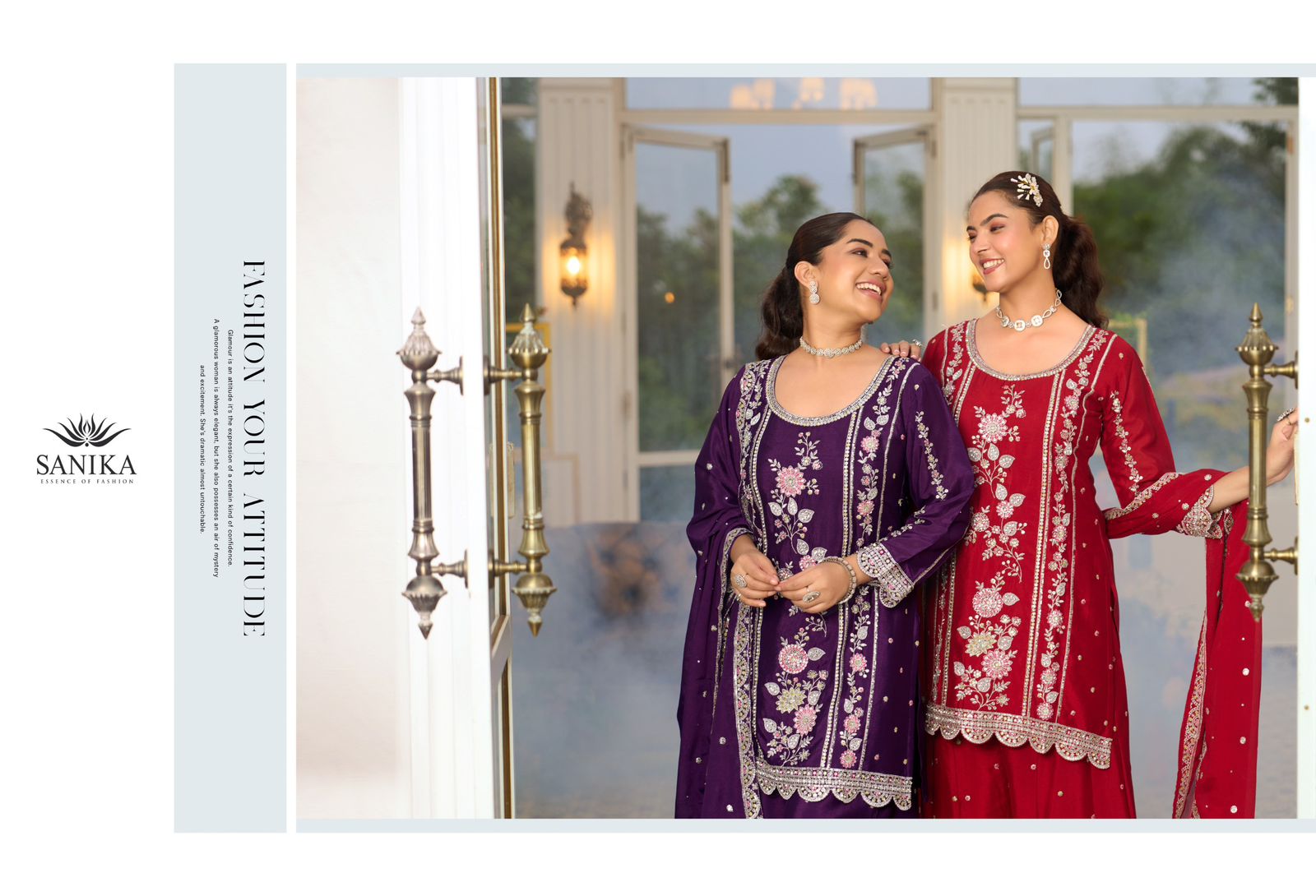 Sanika Rango Ka Jashan Chinon Silk Heavy Embroidery Top Plazzo With Dupatta