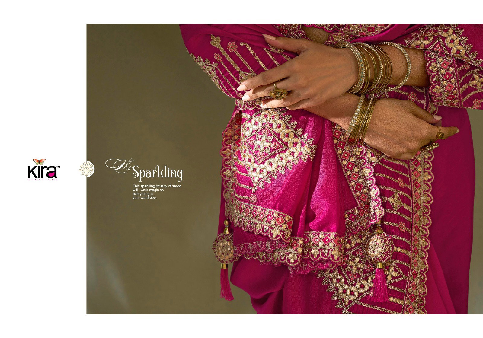 Kira Kashva Baber Silk Gotta Patti Embroidery Wedding Wear Saree