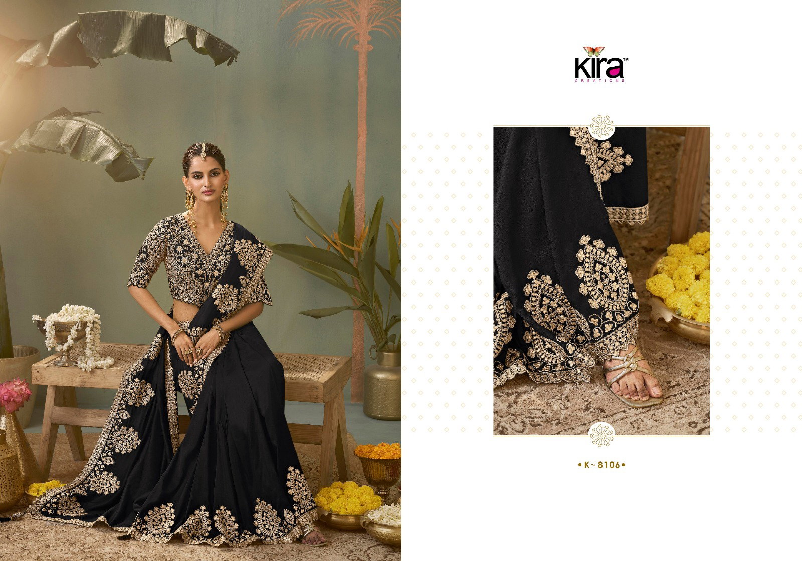 Kira Kashva Baber Silk Gotta Patti Embroidery Wedding Wear Saree