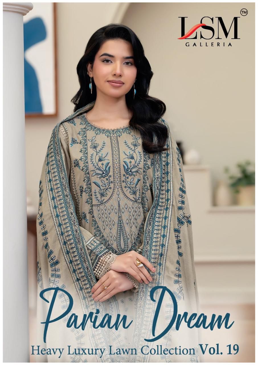 Lsm Parian Dream Vol 19 Lawn Cotton Printed Dress Material Collection