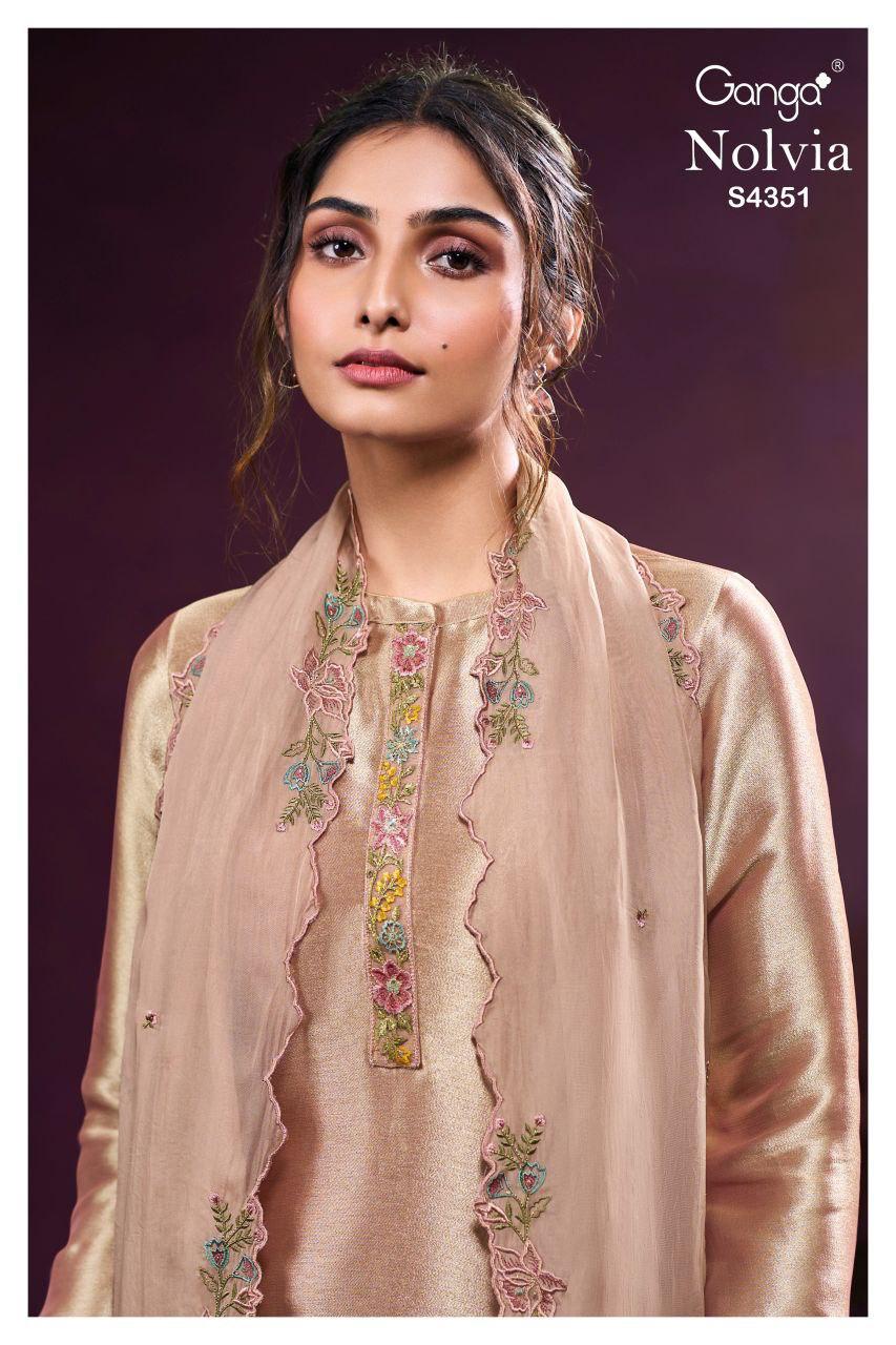 Ganga Nolvia 4351 Bemberg Silk Embroidery Work Salwar Kameez