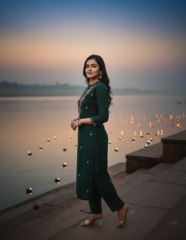 Navya Kurti 190 Party Wear Embroidery Worked Cotton Silk Kurti with Pant and Dupatta Set