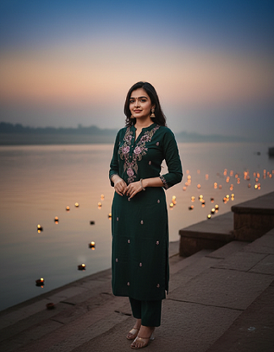 Navya Kurti 190 Party Wear Embroidery Worked Cotton Silk Kurti with Pant and Dupatta Set