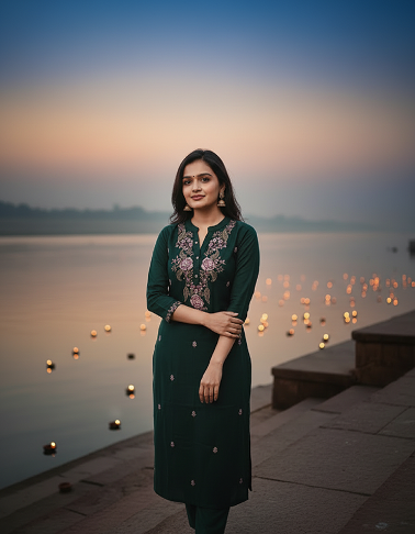Navya Kurti 190 Party Wear Embroidery Worked Cotton Silk Kurti with Pant and Dupatta Set
