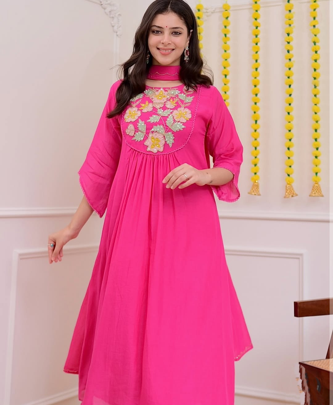 Satya 01 Chanderi Silk Embroidery Work Fancy Kurti Pant And Dupatta