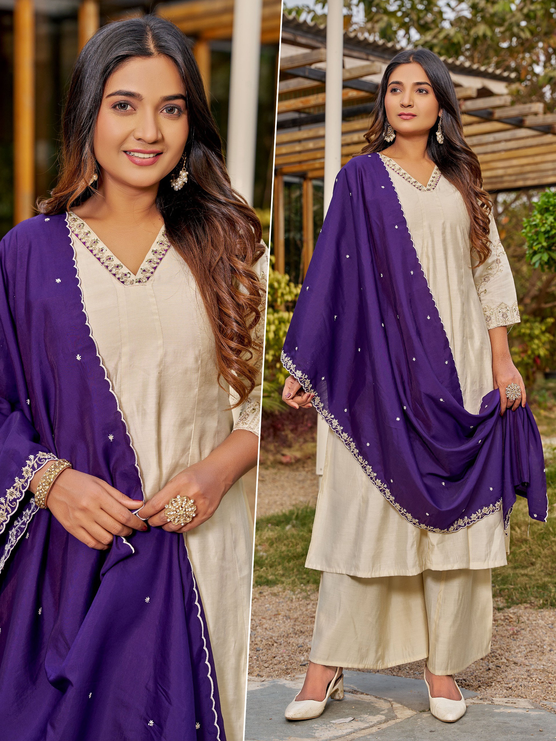 Naisha K 530 Roman Silk With Work Top Bottom And Dupatta