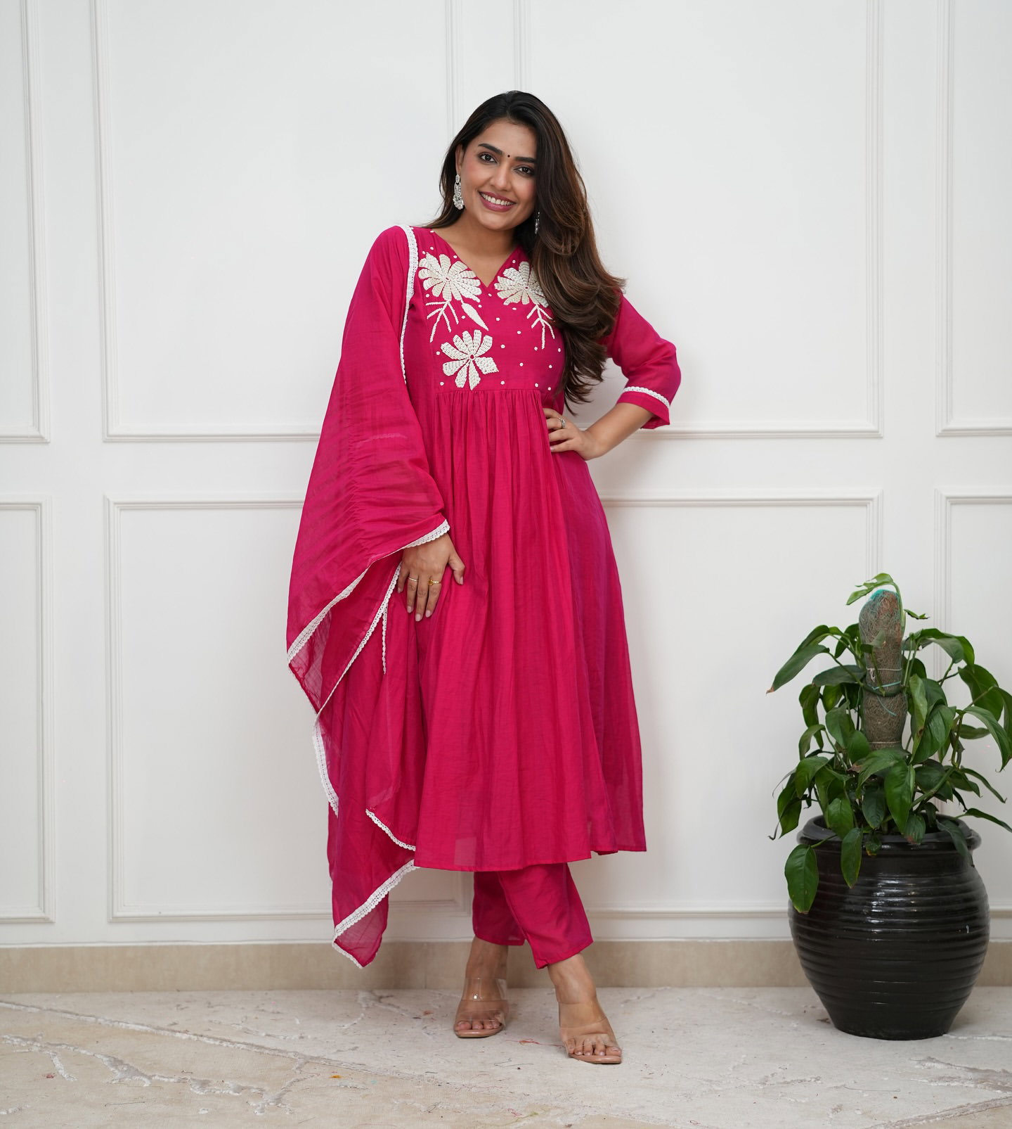 Shivgulabo 01 Roman Silk With Handwork Kurti Pant And Dupatta Collection