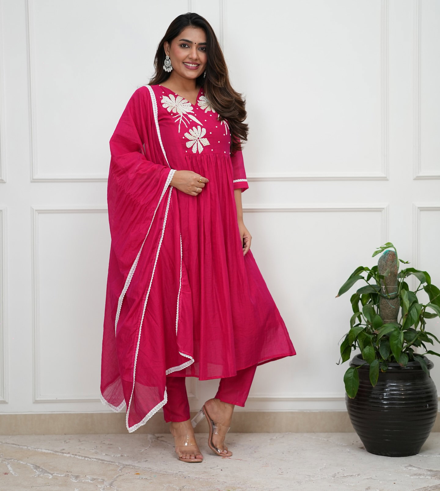 Shivgulabo 01 Roman Silk With Handwork Kurti Pant And Dupatta Collection