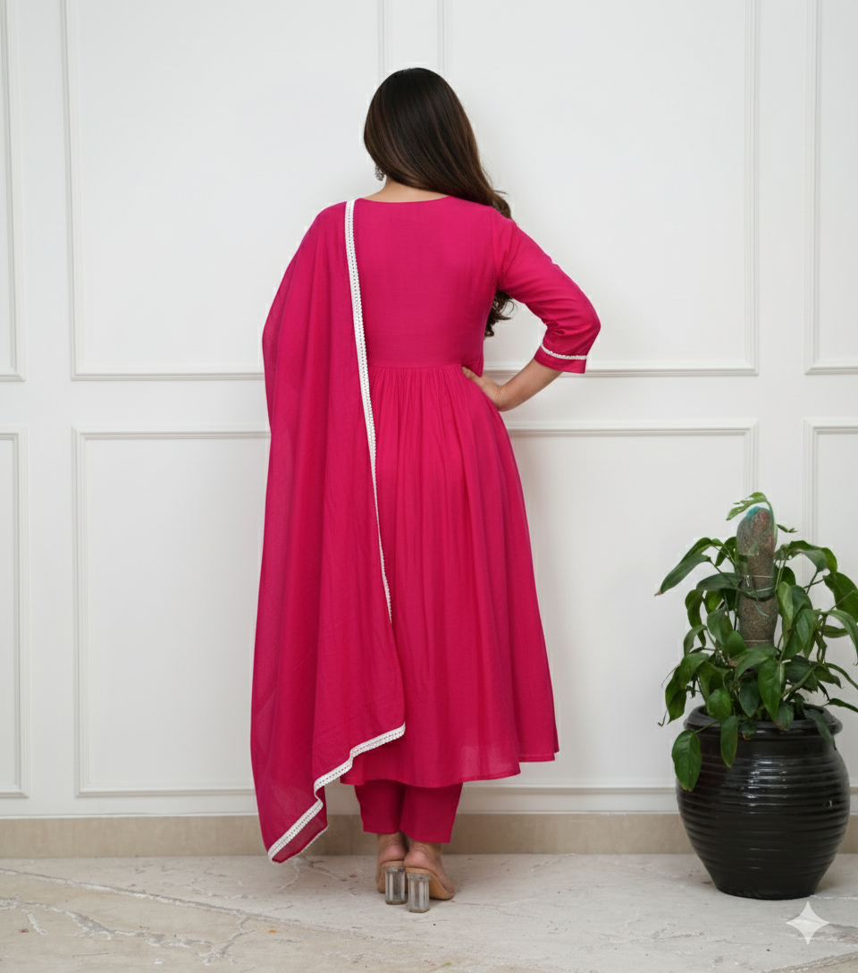 Shivgulabo 01 Roman Silk With Handwork Kurti Pant And Dupatta Collection