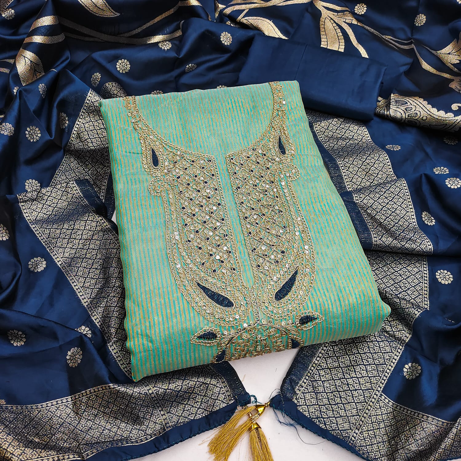 Designer Beautiful Queen Shimmer Silk Kurti Bottom With Dupatta Dress Material Collection 