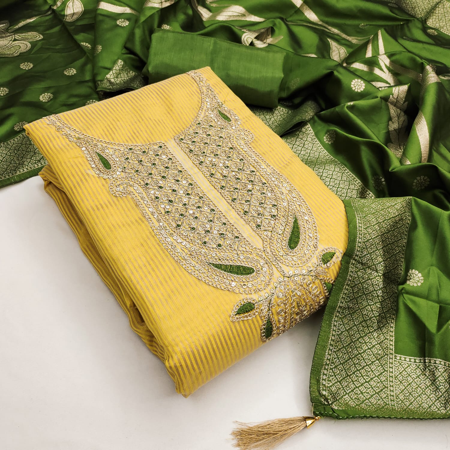 Designer Beautiful Queen Shimmer Silk Kurti Bottom With Dupatta Dress Material Collection 
