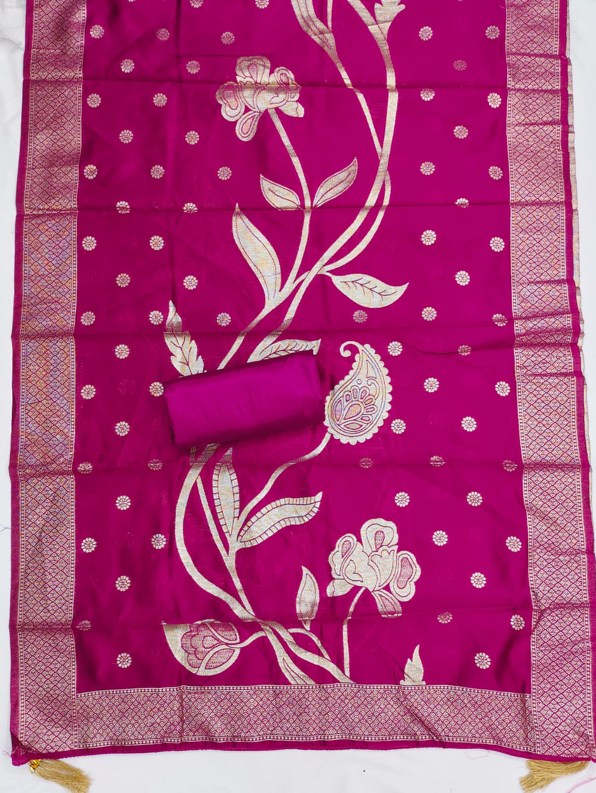 Designer Beautiful Queen Shimmer Silk Kurti Bottom With Dupatta Dress Material Collection 
