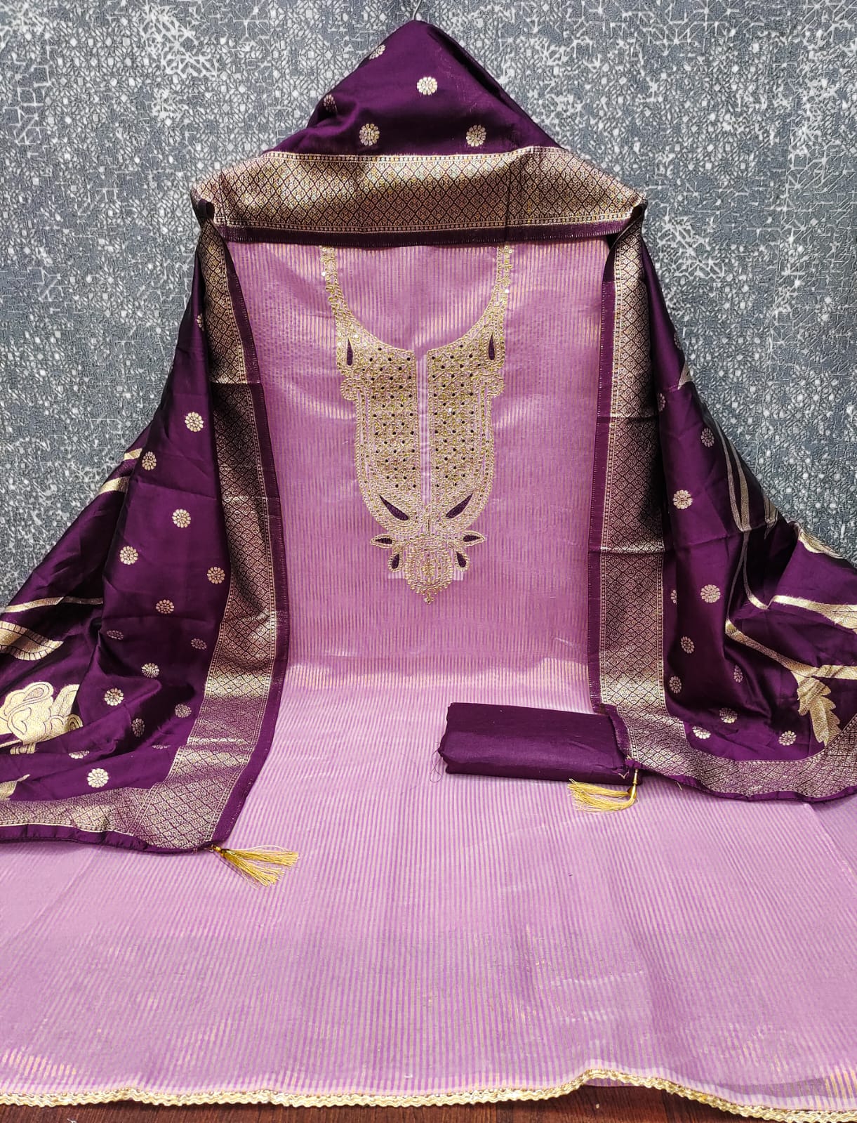 Designer Beautiful Queen Shimmer Silk Kurti Bottom With Dupatta Dress Material Collection 