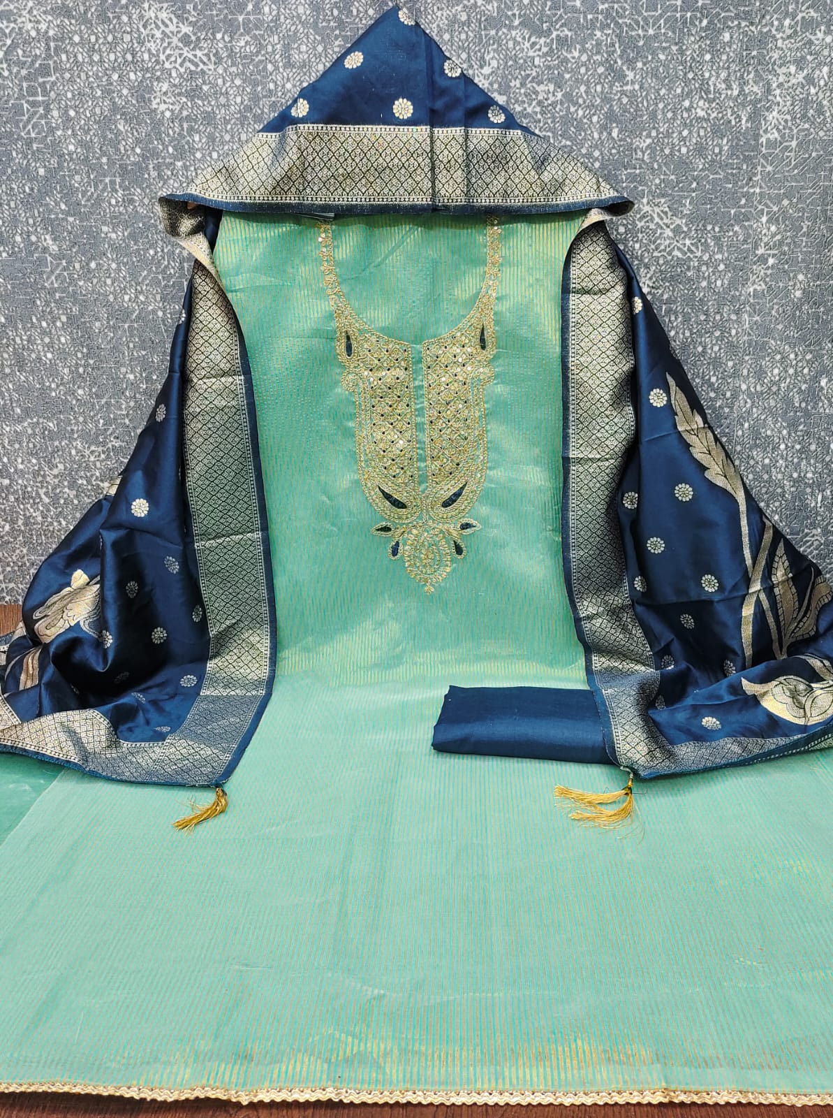 Designer Beautiful Queen Shimmer Silk Kurti Bottom With Dupatta Dress Material Collection 