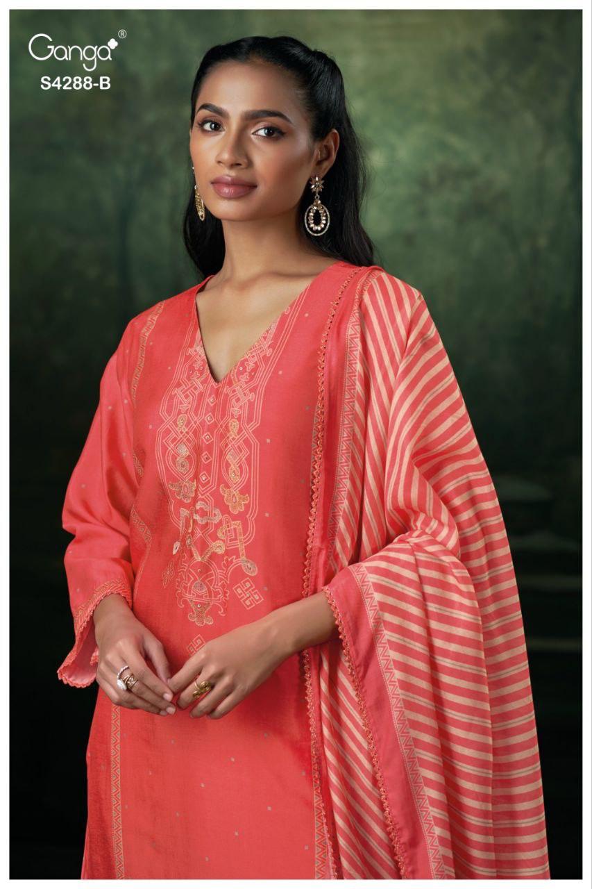 Ganga Zamira 4288 Bemberg Russain Silk Embroidery Salwar Kameez