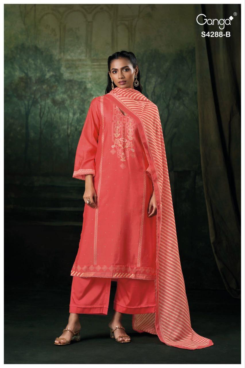 Ganga Zamira 4288 Bemberg Russain Silk Embroidery Salwar Kameez