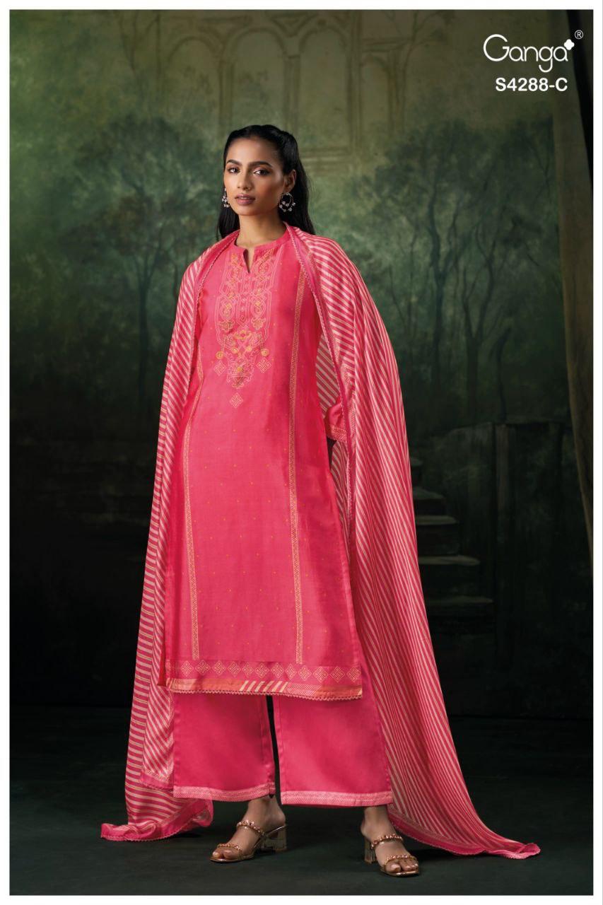 Ganga Zamira 4288 Bemberg Russain Silk Embroidery Salwar Kameez