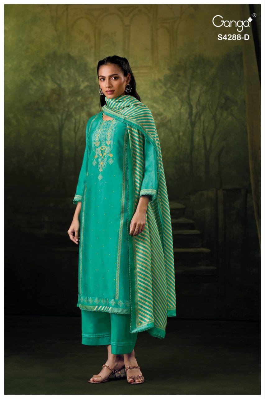 Ganga Zamira 4288 Bemberg Russain Silk Embroidery Salwar Kameez