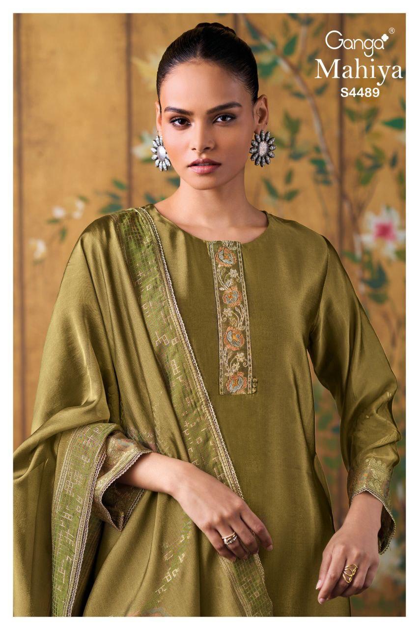 Ganga Mahiya 4489 Viscose Silk Embroidery Work Salwar Kameez