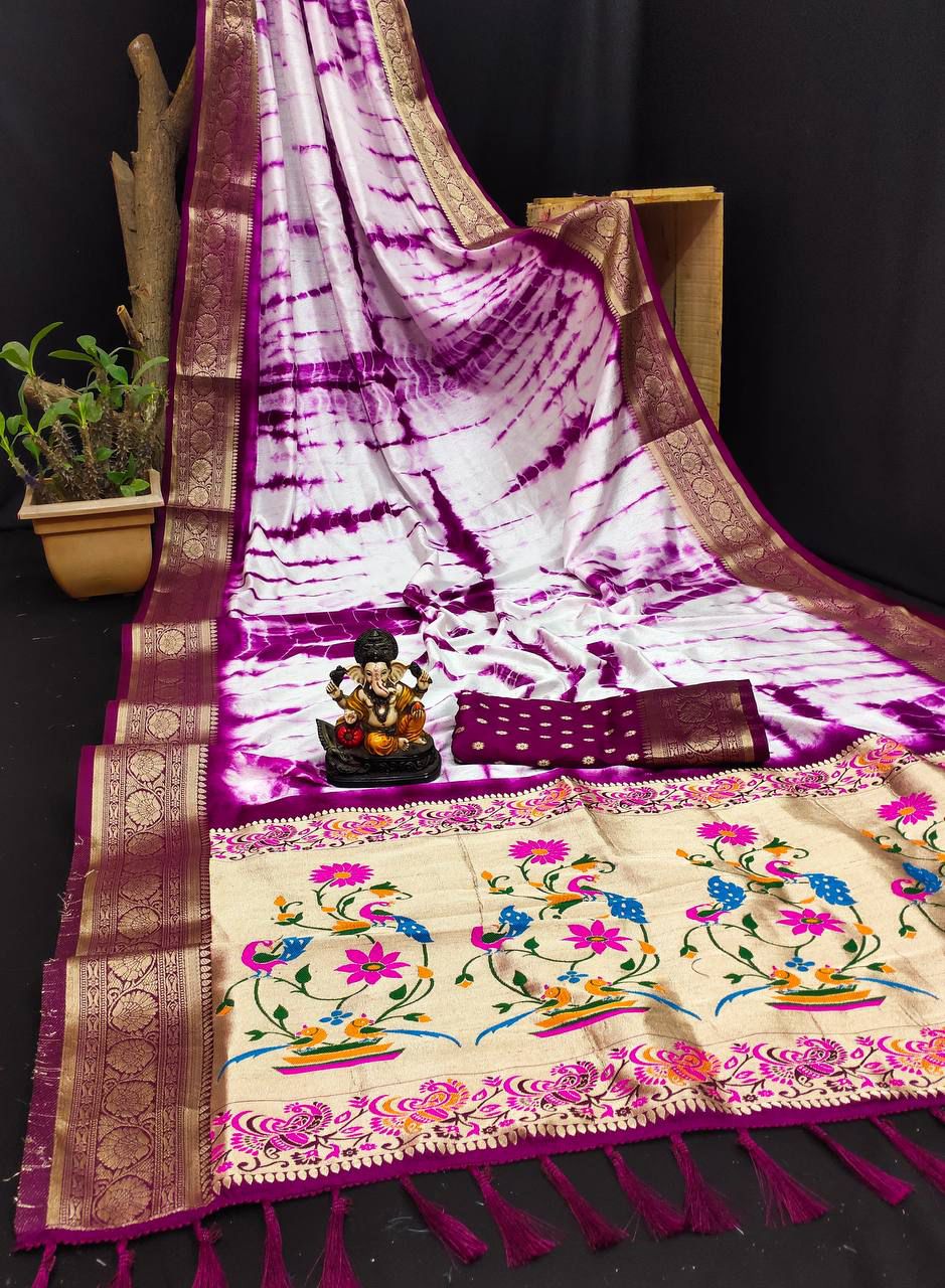 Lekha VC Arpita Dola Silk Sibori Print Zari Weaving Border Saree