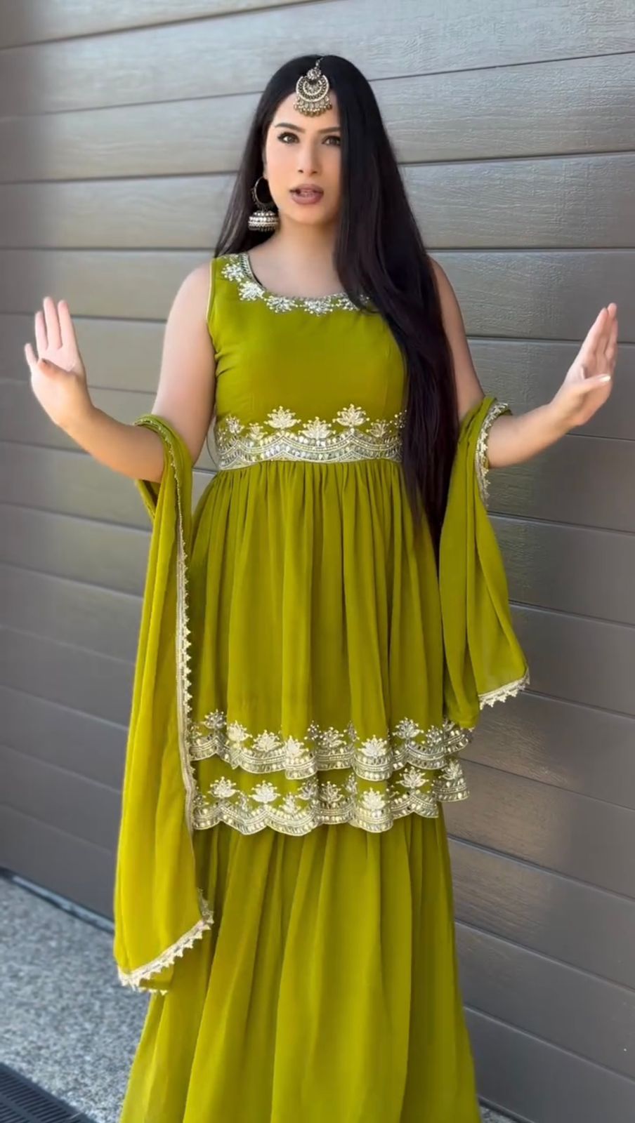 Glory 5860 Faux Georgette Top With Plazzo Dupatta Set