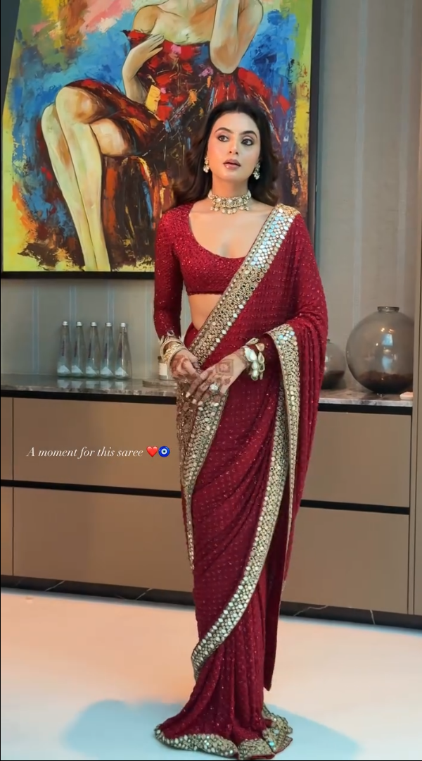 Bt 443 Georgette Mirror With Embroidered Beautiful Saree Collection