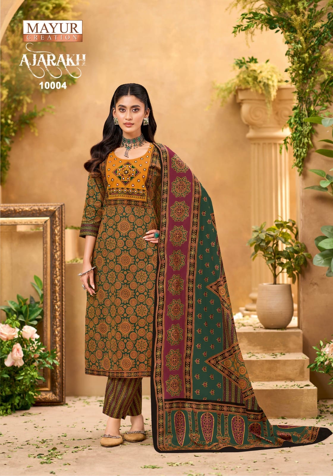 Mayur Ajarakh Vol 10 Readymade Cotton Printed Kurti Pant With Dupatta