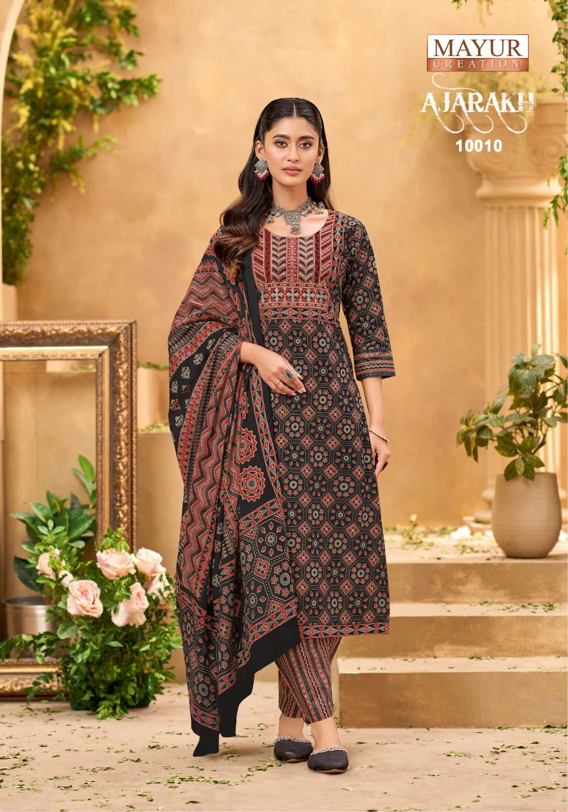 Mayur Ajarakh Vol 10 Readymade Cotton Printed Kurti Pant With Dupatta