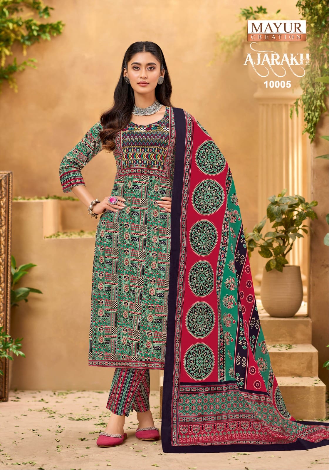 Mayur Ajarakh Vol 10 Readymade Cotton Printed Kurti Pant With Dupatta