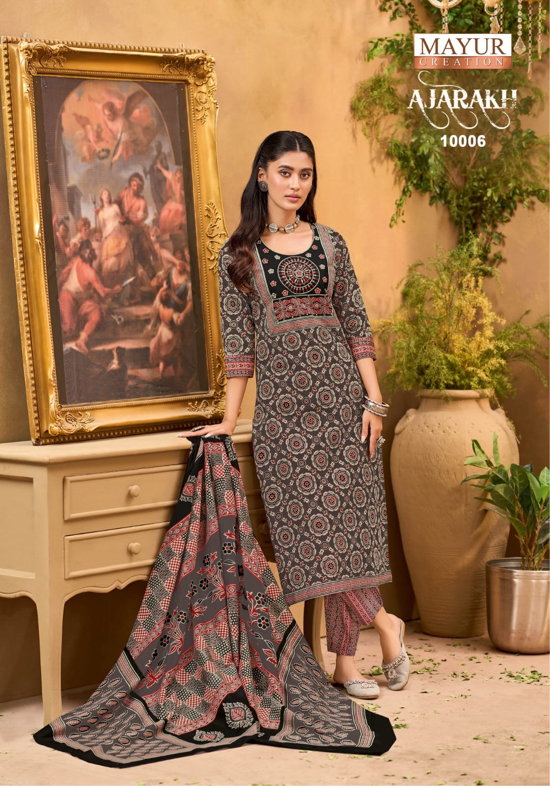 Mayur Ajarakh Vol 10 Readymade Cotton Printed Kurti Pant With Dupatta