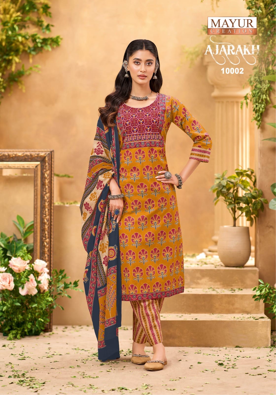 Mayur Ajarakh Vol 10 Readymade Cotton Printed Kurti Pant With Dupatta