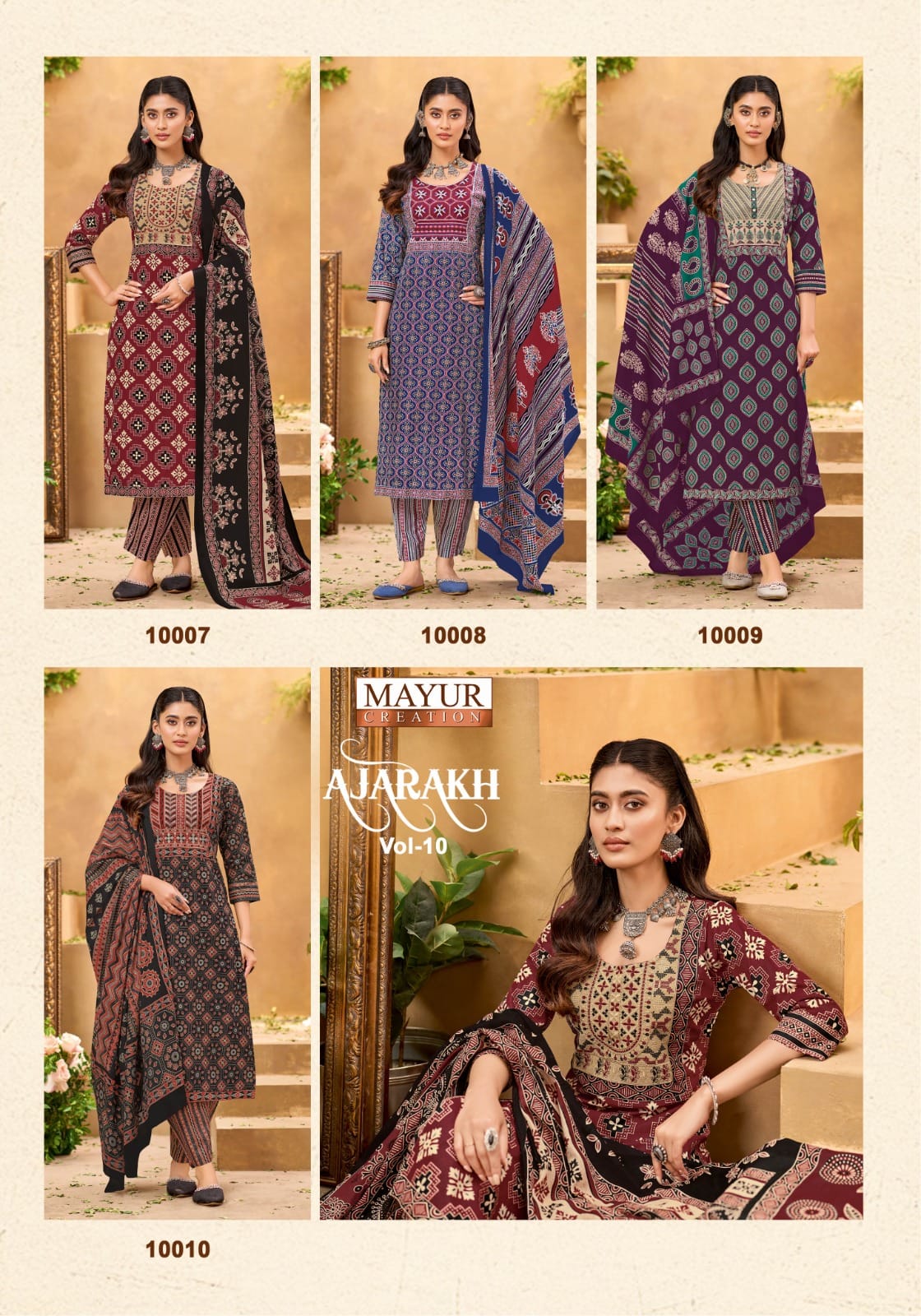 Mayur Ajarakh Vol 10 Readymade Cotton Printed Kurti Pant With Dupatta
