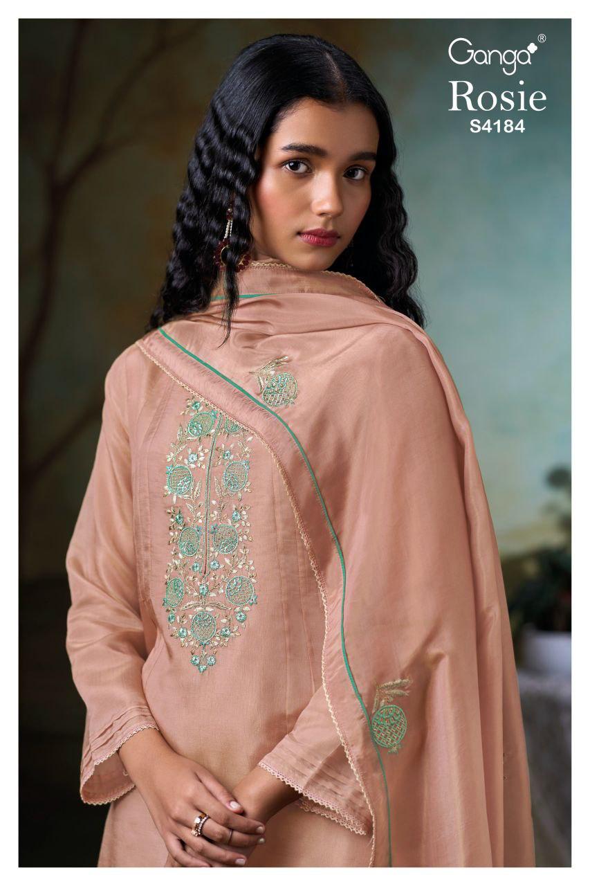 Ganga Rosie 4184 Bemberg Silk With Embroidery Salwar Kameez