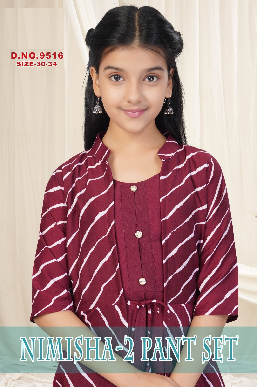 Nimisha Vol 2 Pant Set Roman Slub Silk Kids Kurti And Bottom Dupatta Collection