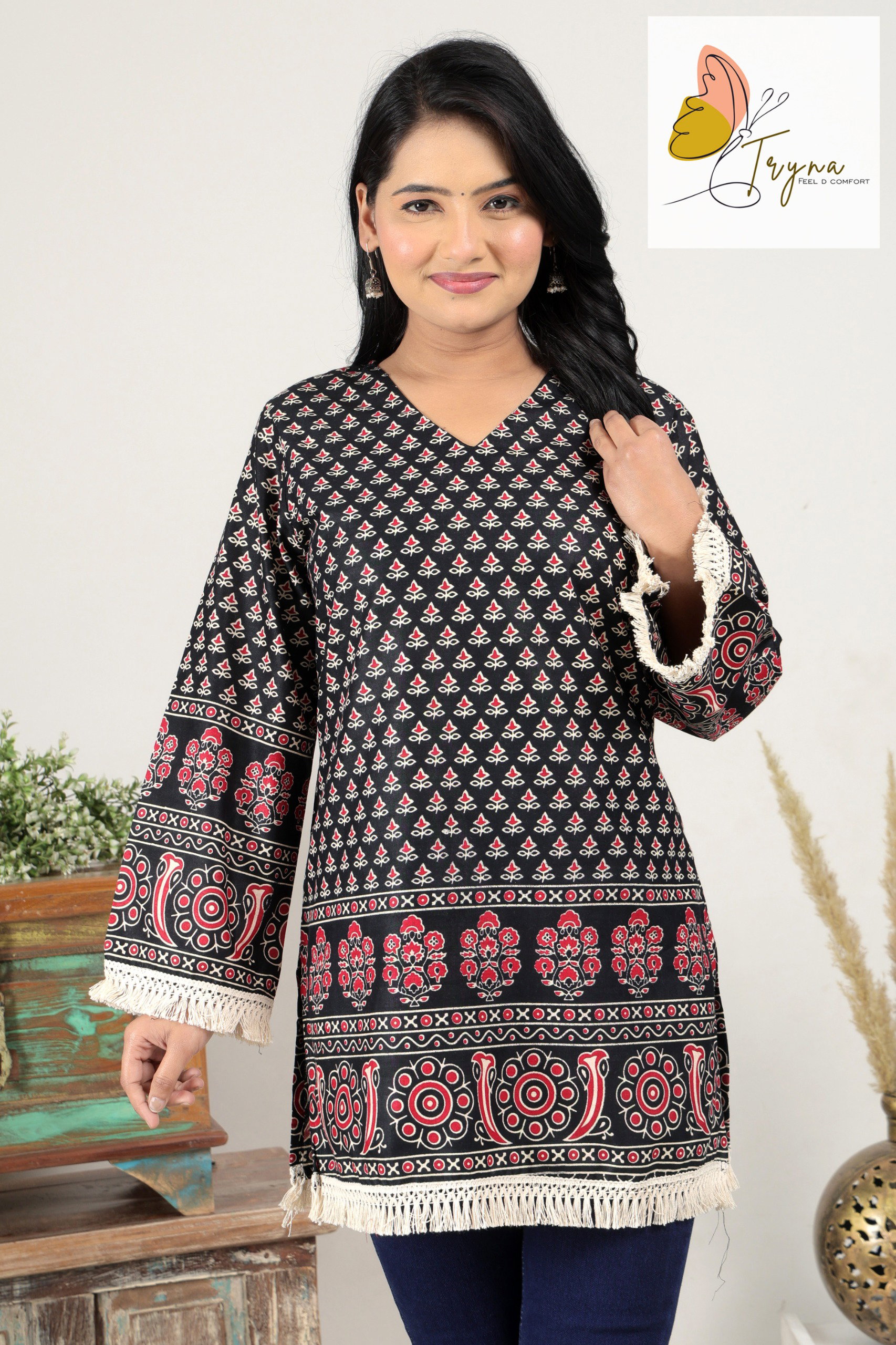 Tryna Kashmiri Style Tunic Cotton Casual Wear Top Collection