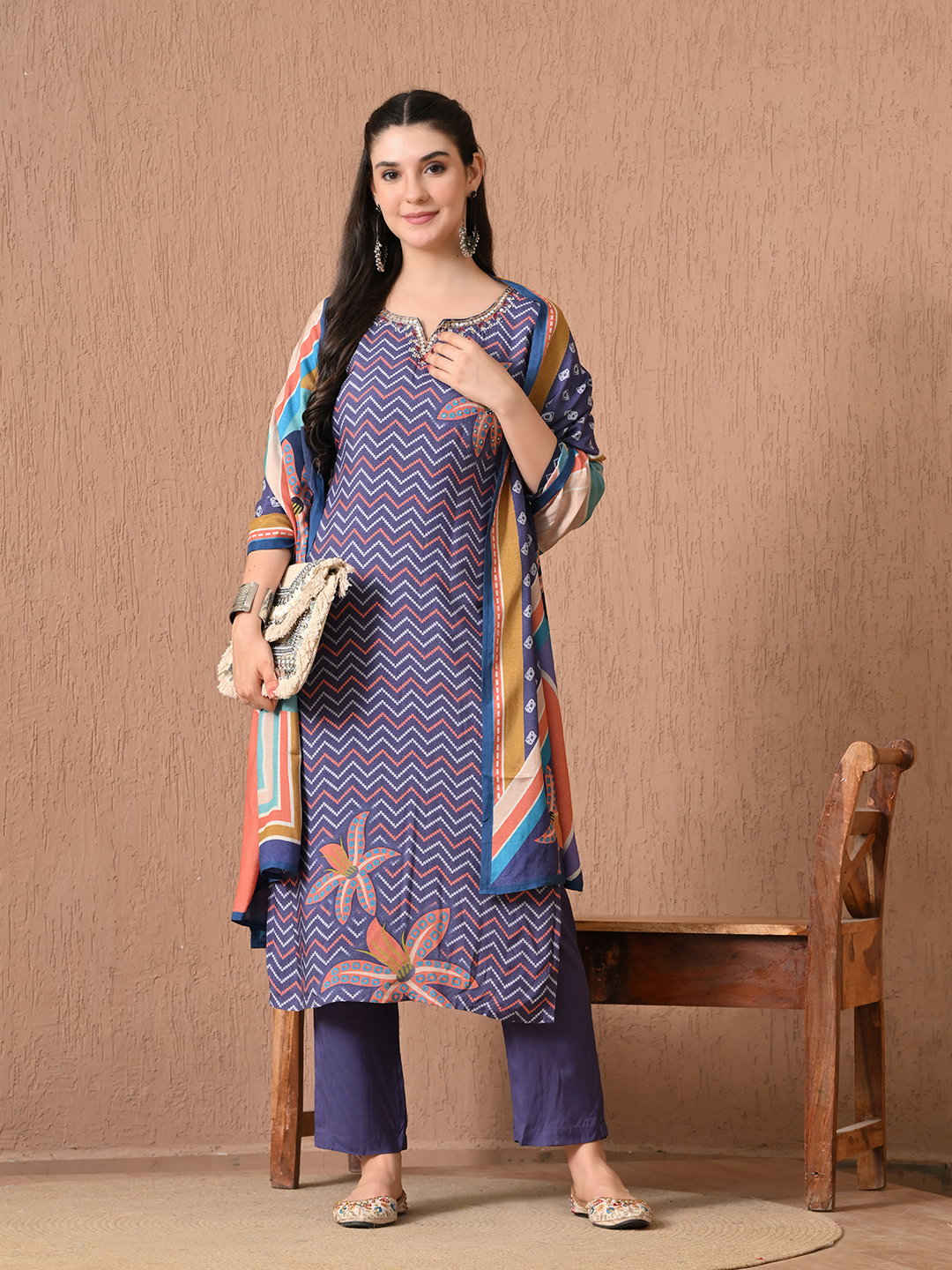 Hr 1097 Muslin Printed Kurti Bottom And Dupatta Collection