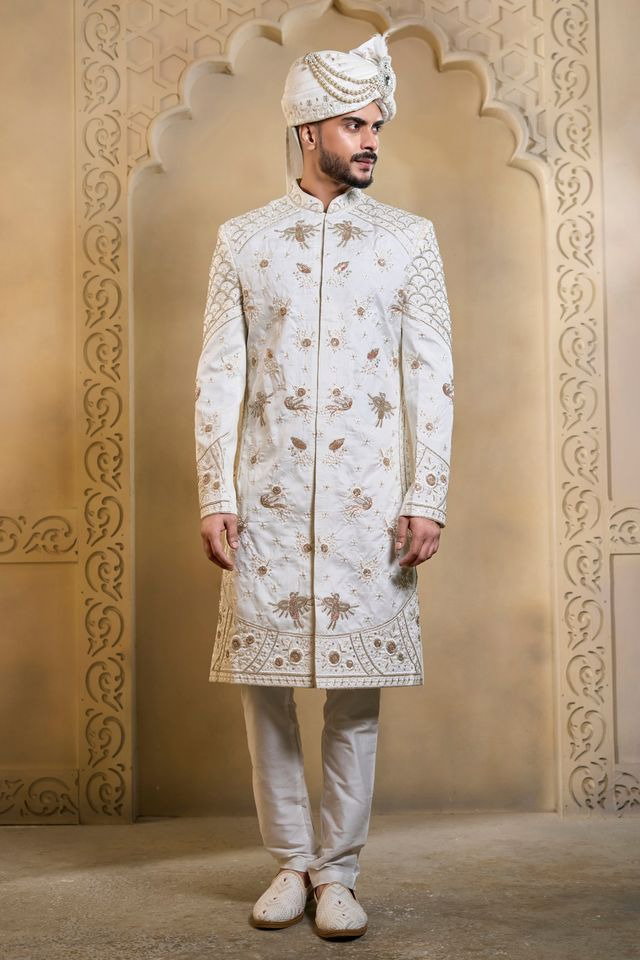 Swarg 5105 to 5108 series Regal Zari Embroidered Sherwani Collection 