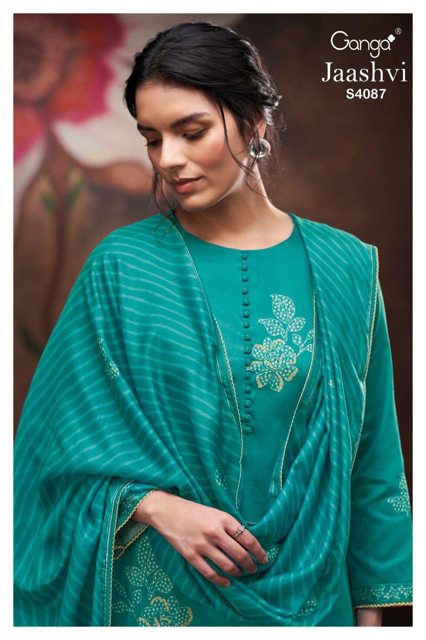 Ganga Jaashvi 4087 Cotton Satin Embroidery Work Salwar Kameez