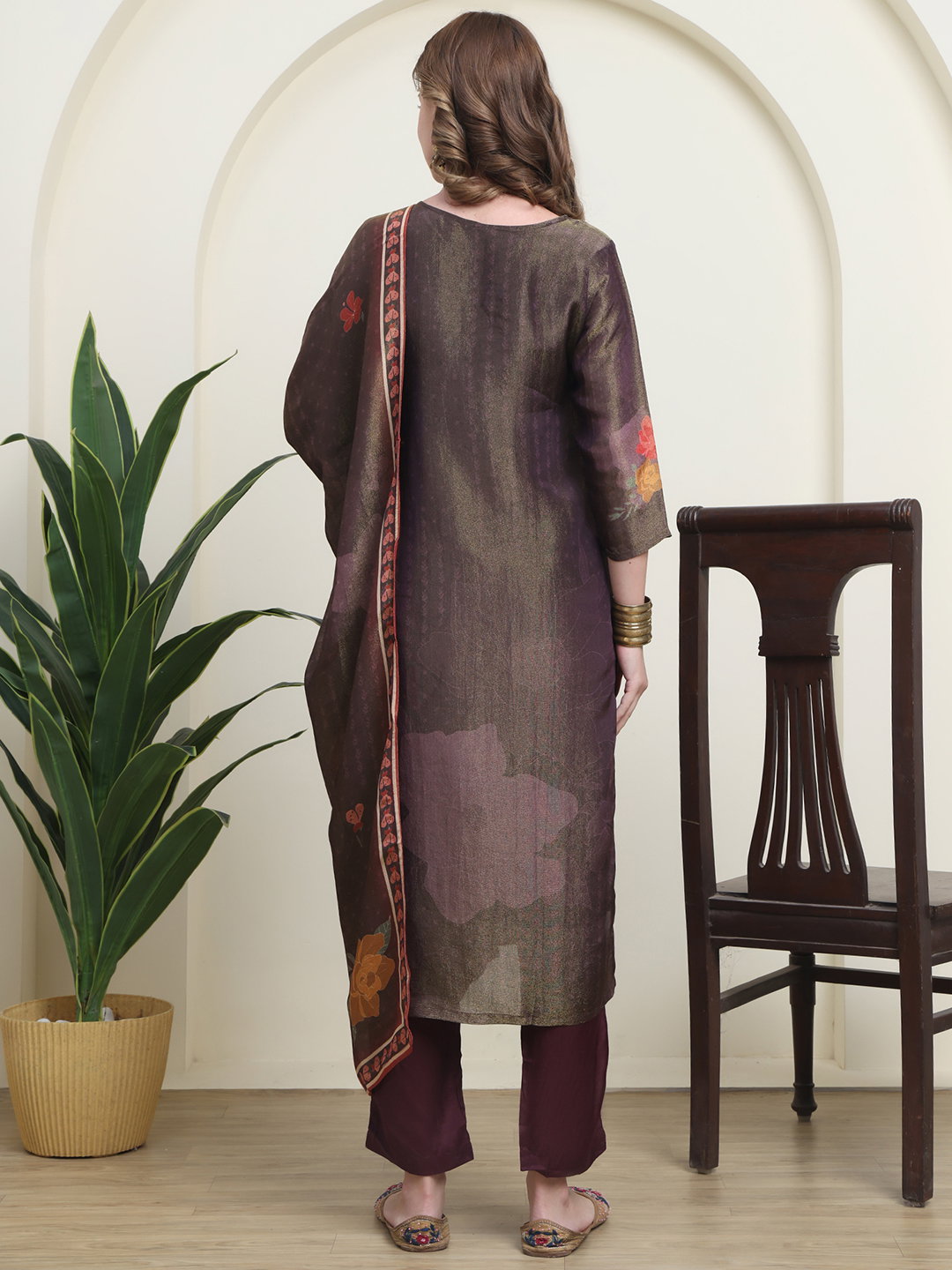 Hr 1232 Polyester Shimmer Printed Kurti Bottom And Dupatta Collection