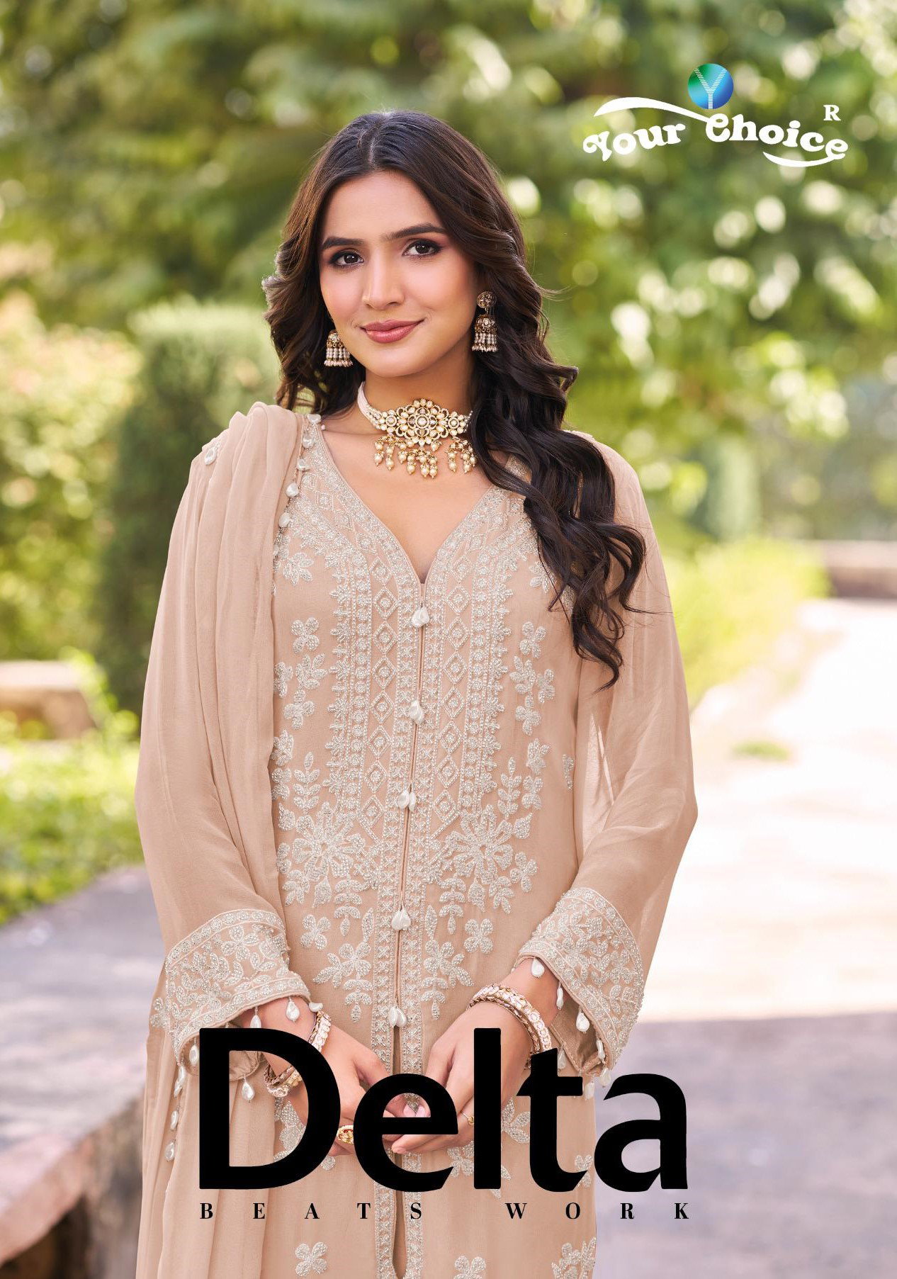 Your Choice Delta Chinon Embroidered Designer Salwar Kameez