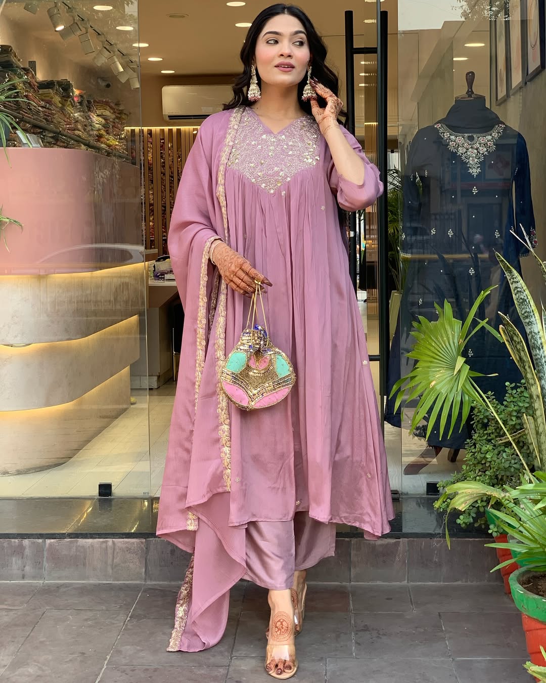 Vihana 01 Chinon With Embroidery Work Kurti Pant And Dupatta Collection