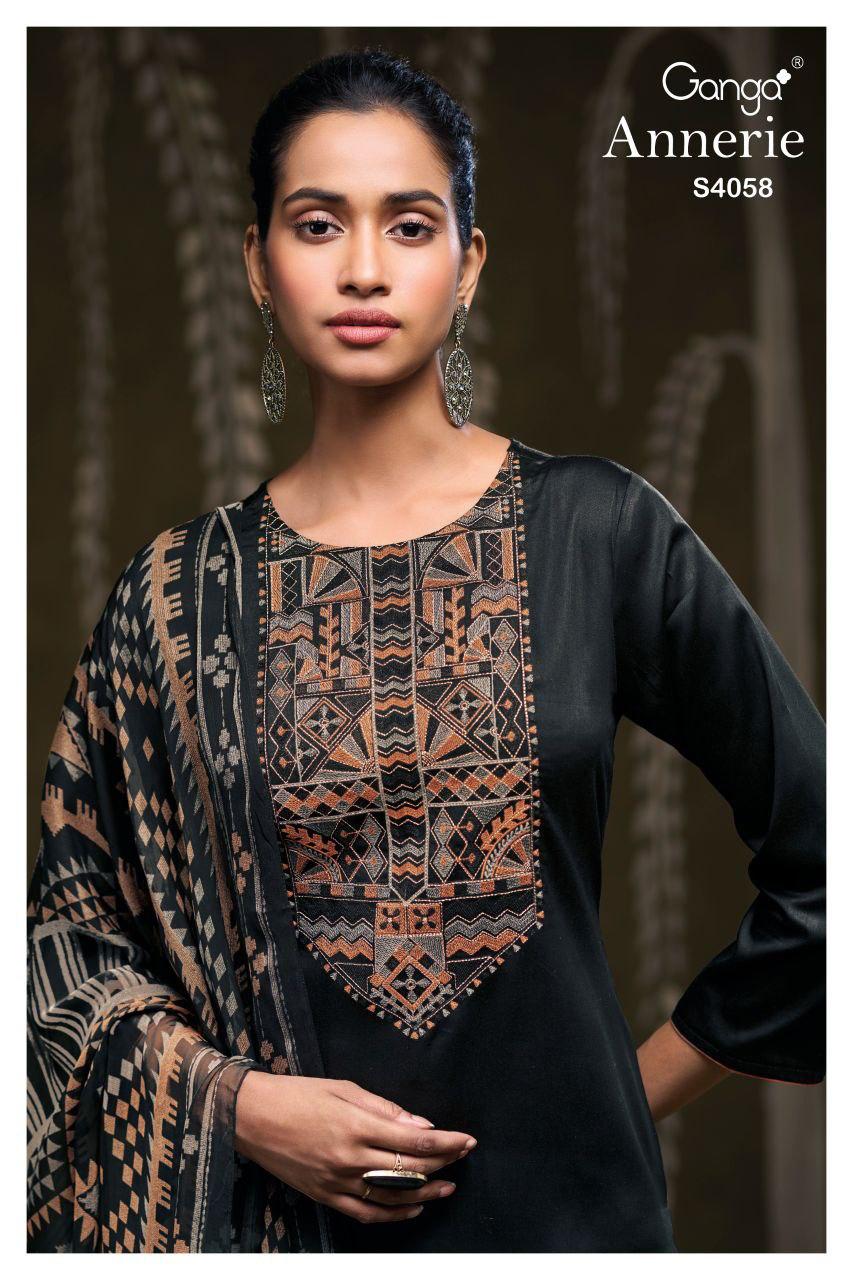 Ganga Annerie 4058 Cotton Satin With Embroidery Salwar Kameez