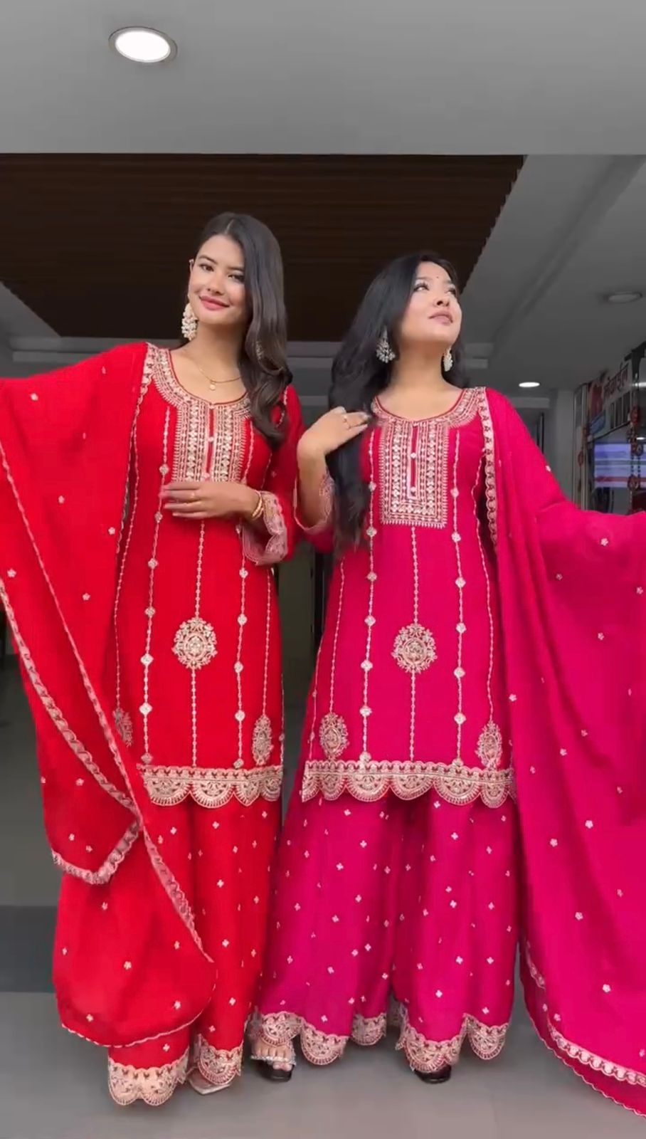 Glory KD 1560 Faux Georgette Top Plazzo And Dupatta Set