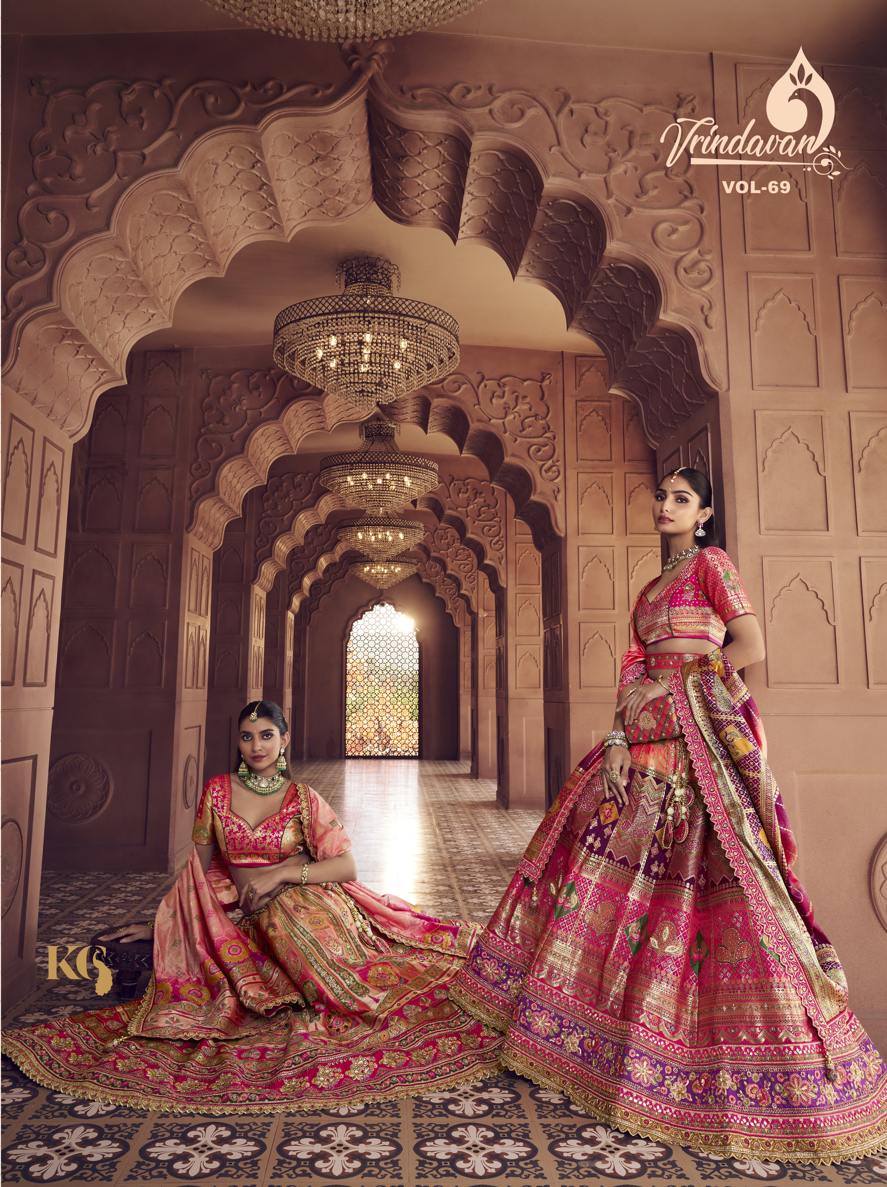 Vrindavan Vol 69 Handwoven Moss Chiffon Wedding Wear Lehenga Choli