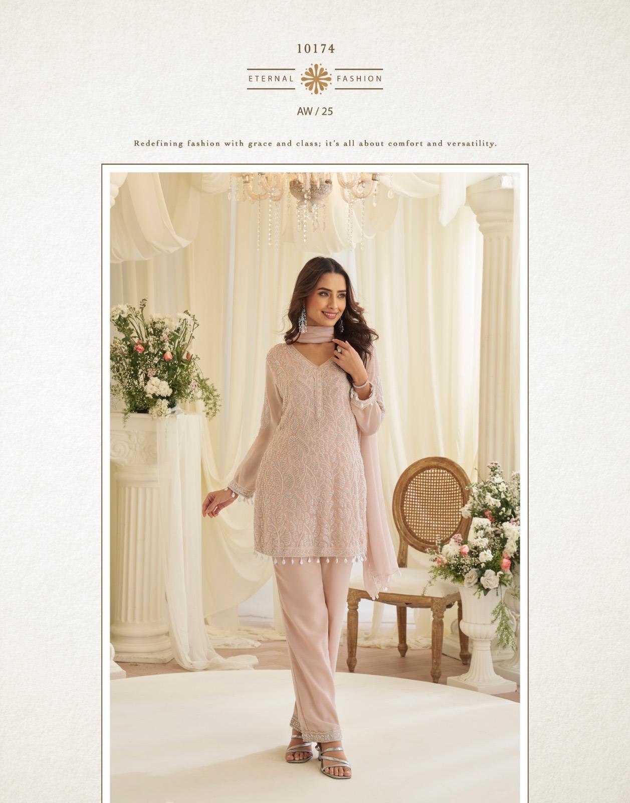 Sayuri Hoor Premium Georgette Chinon Heavy Embroidery Top With Plazzo Pant