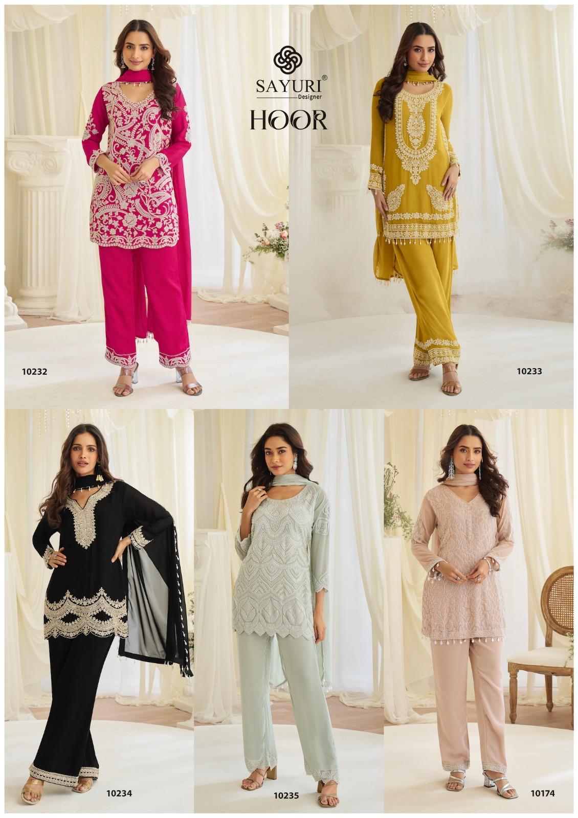 Sayuri Hoor Premium Georgette Chinon Heavy Embroidery Top With Plazzo Pant